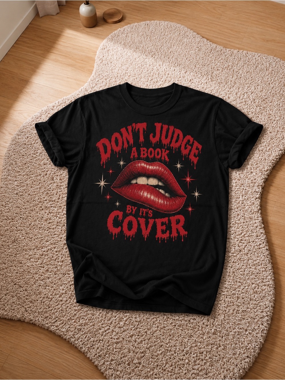 Don't Judge a Book by Its Cover Shirt, Gothic Lips Graphic Tee - Unisex